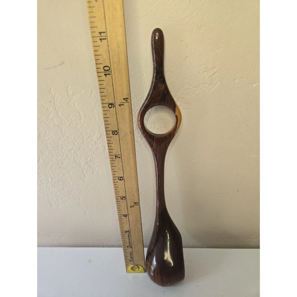 Vintage MCM Wooden Balancing Wine Bottle Holder Solid Wood Gravity Stand Rustic